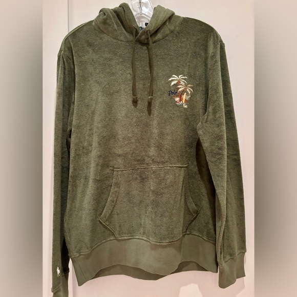 NWOT Polo RL Terry Cloth Pullover Hoodie in Medium in Army Green